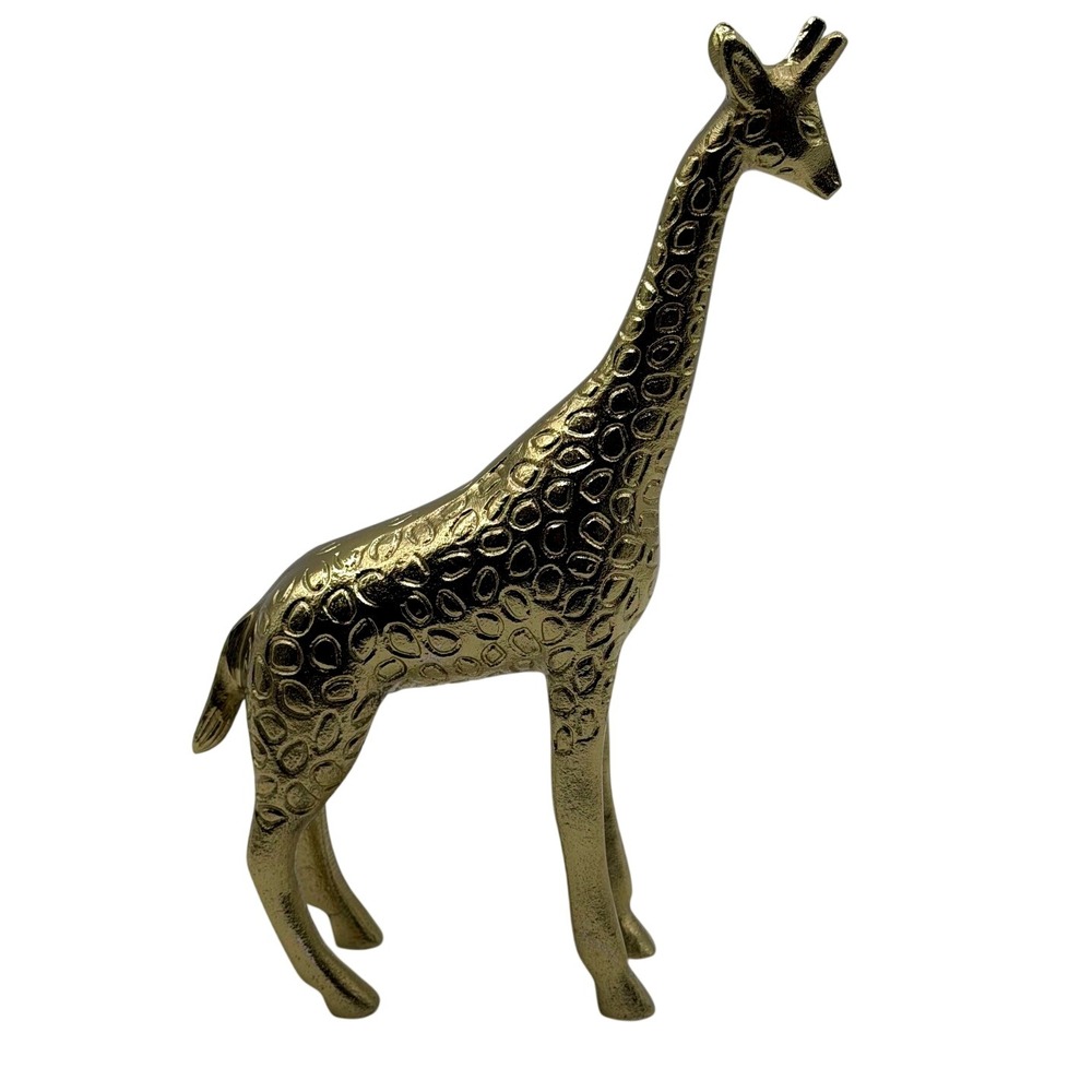 Vintage Gold Brass Tone Metal Giraffe Figurine Statue Safari Home Decor 12 Inch